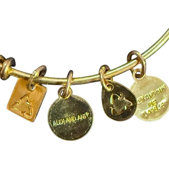 Alex & Ani Peace Love Music Charm Bangle Gold EUC - Picture 4 of 10